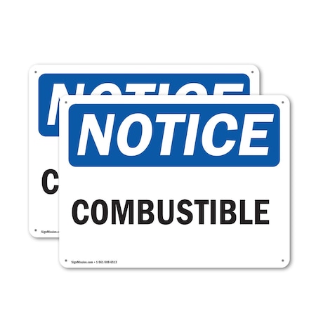 Signmission Combustible, 10 in W x Rectangle, Aluminum OS-2PACK-NS-A-710-L-10723